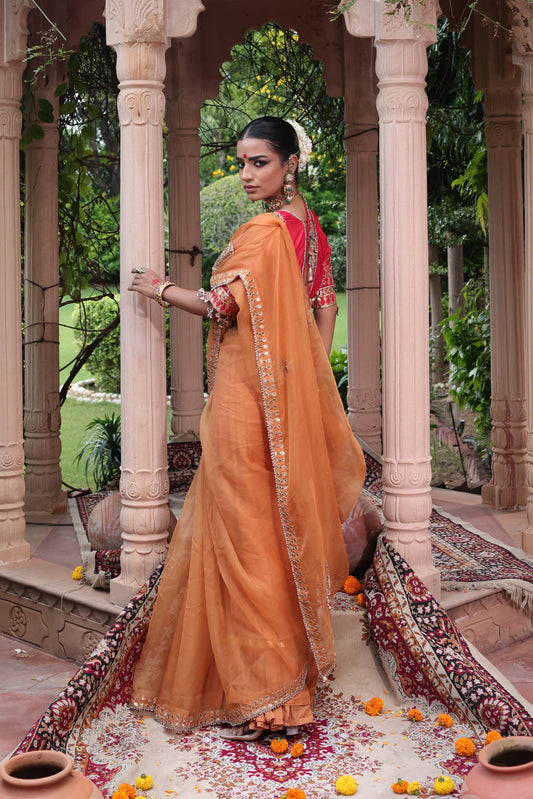 Pale Rust Organza Saree
