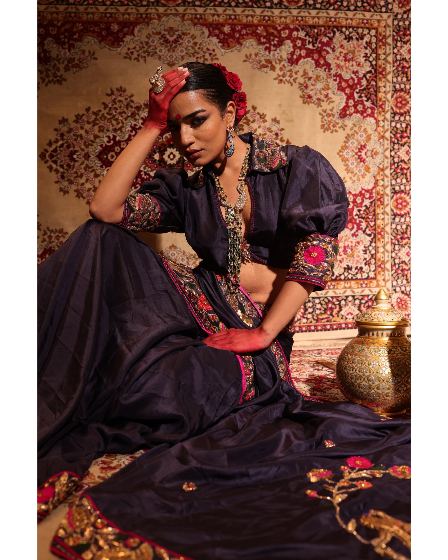 Navy Blue Silk Saree