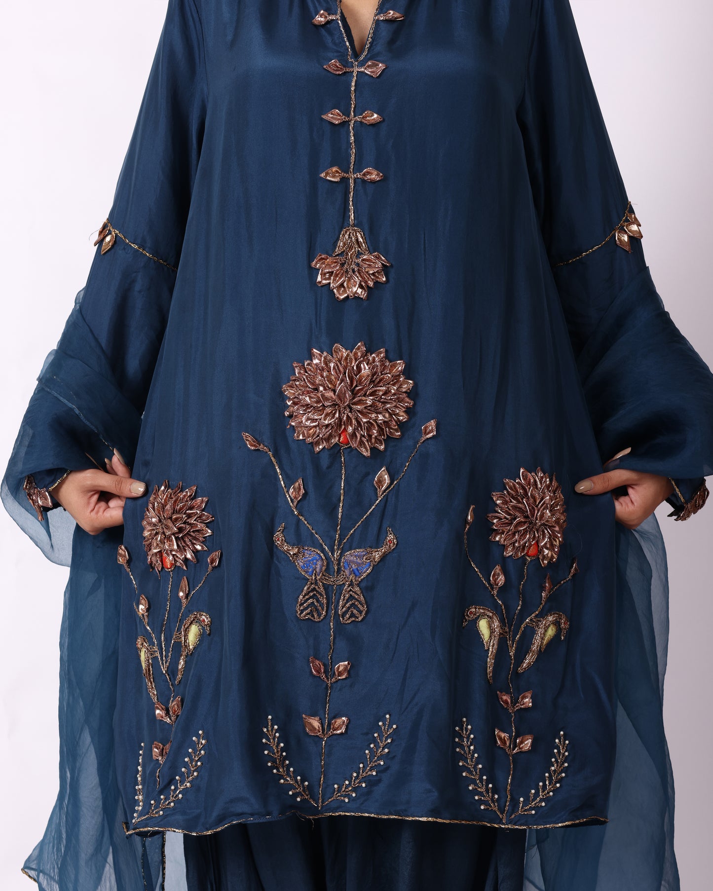 Indigo Blue Chanderi Suit
