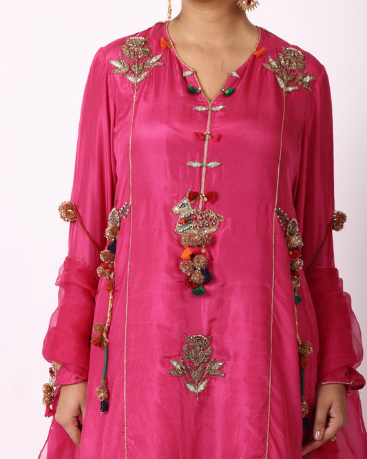 Magenta Silk Suit