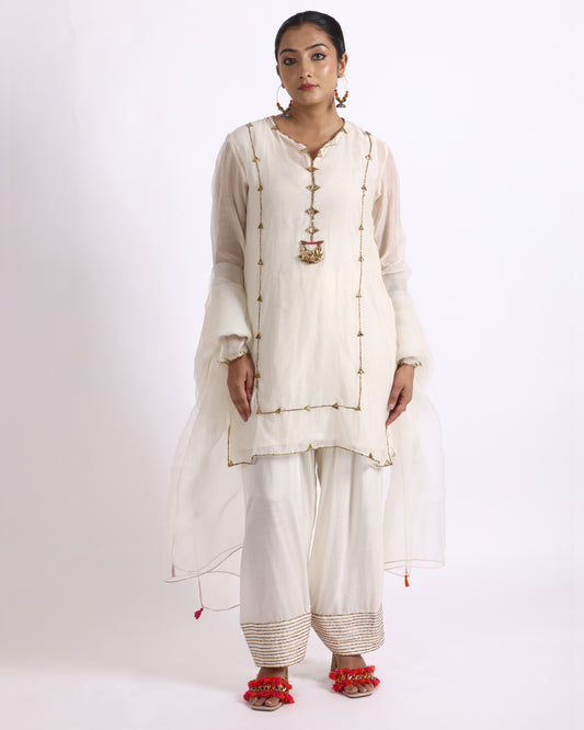 Off White Chanderi Suit