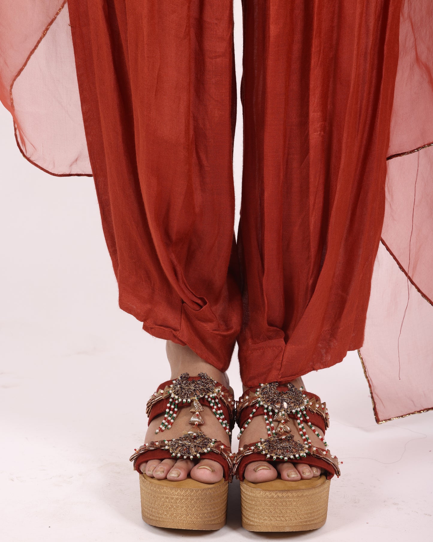 Rust Chanderi Silk Suit