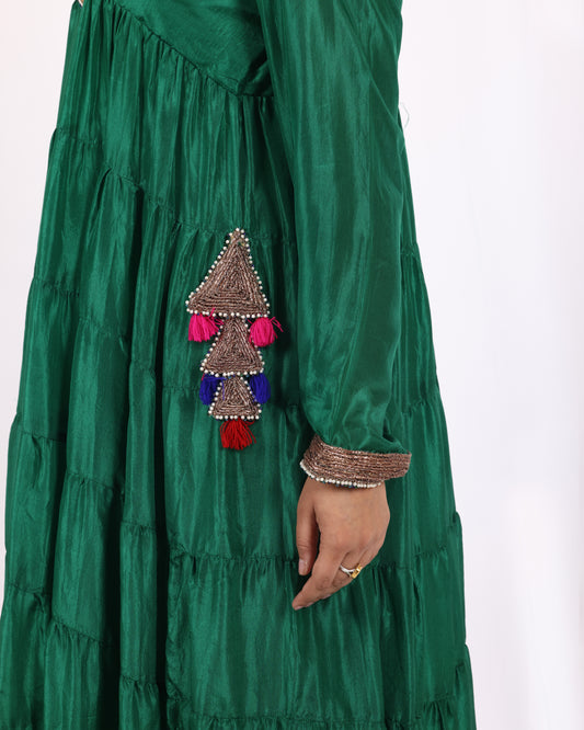 Luxurious Emerald Green Silk Suit
