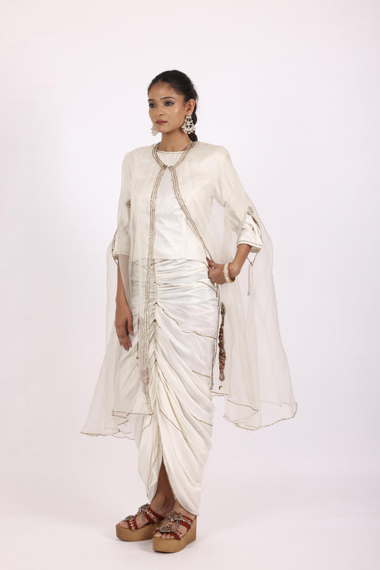 Off White Designer Chanderi Salwar Suits