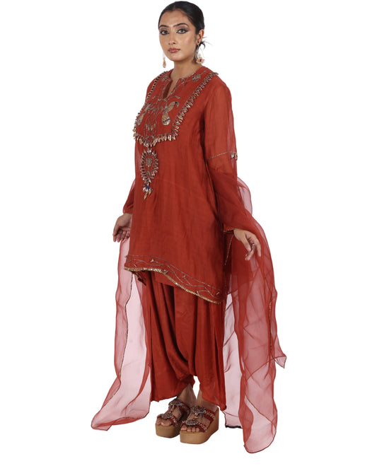 Rust Chanderi Suit