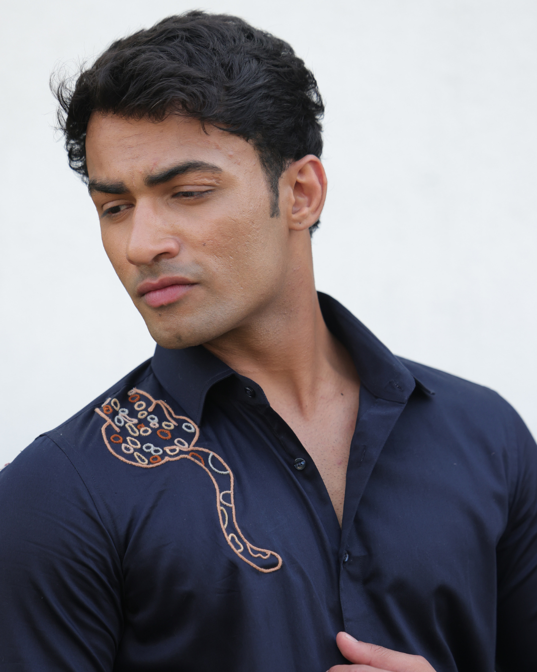 Amalfi After Dark Hand-Embroidered Giza Cotton Shirt