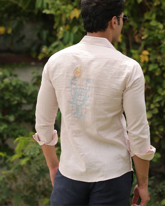 Aperol Hand-Embroidered Linen Shirt