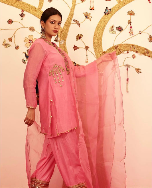 Sweet Pink Chanderi Suit