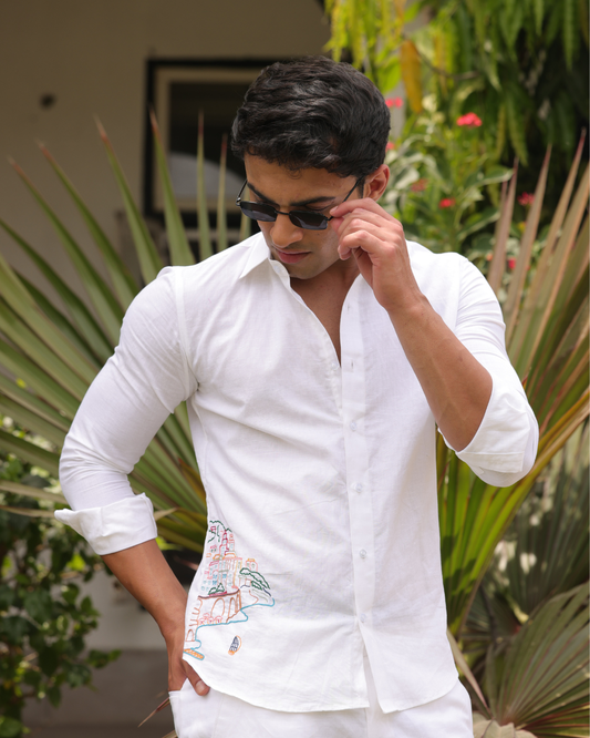 Amalfi Hand-Embroidered Linen Shirt