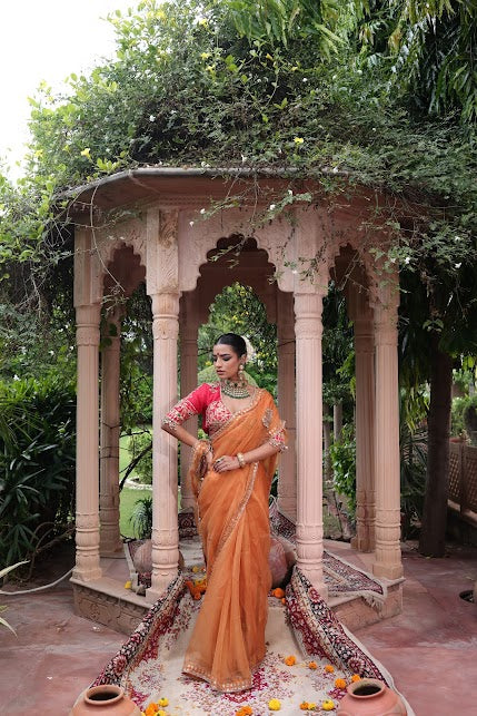 Pale Rust Organza Saree