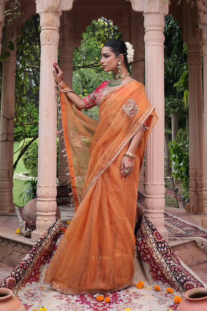 Pale Rust Organza Saree