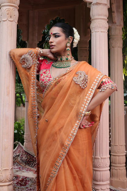 Pale Rust Organza Saree