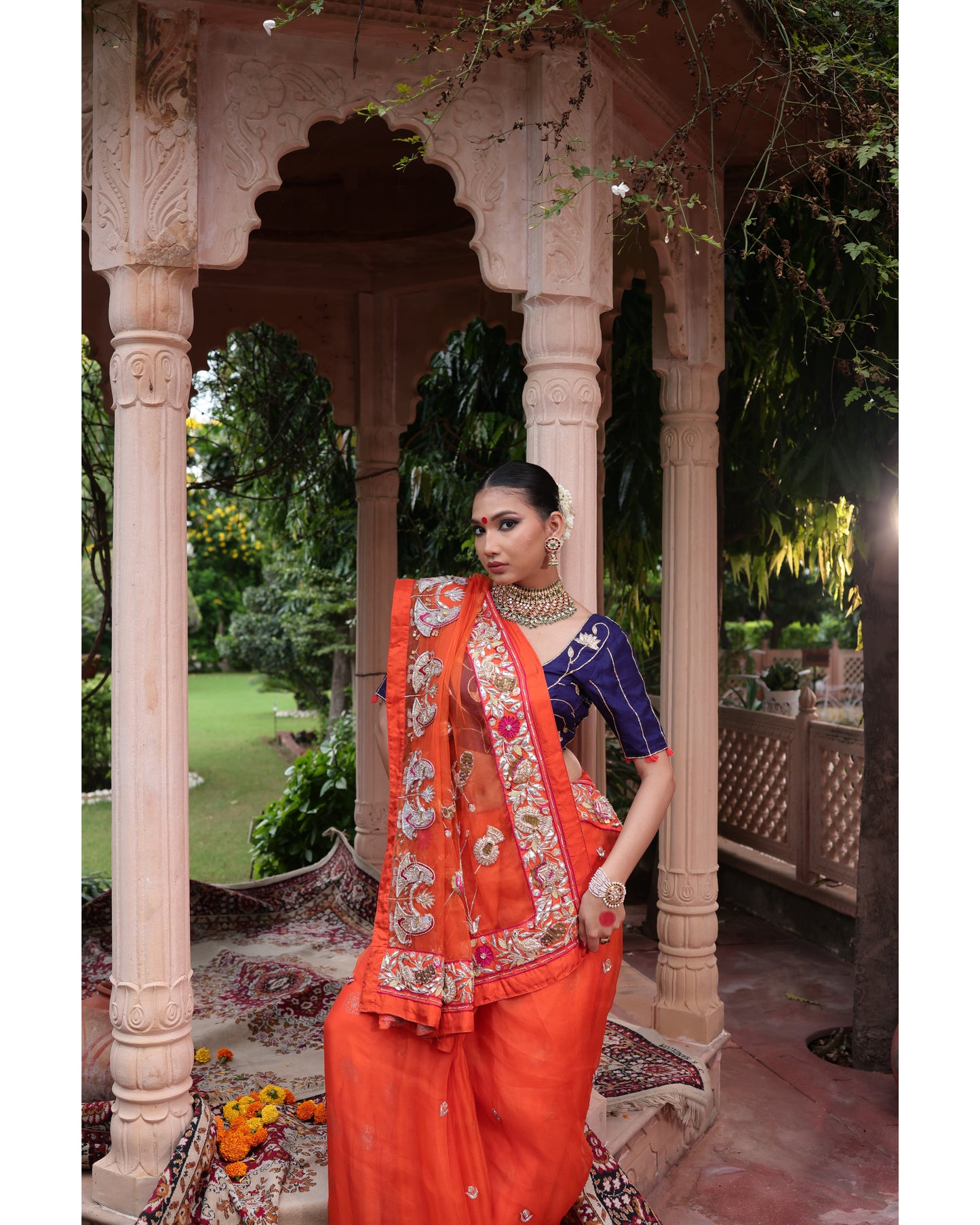 Orange Organza Saree
