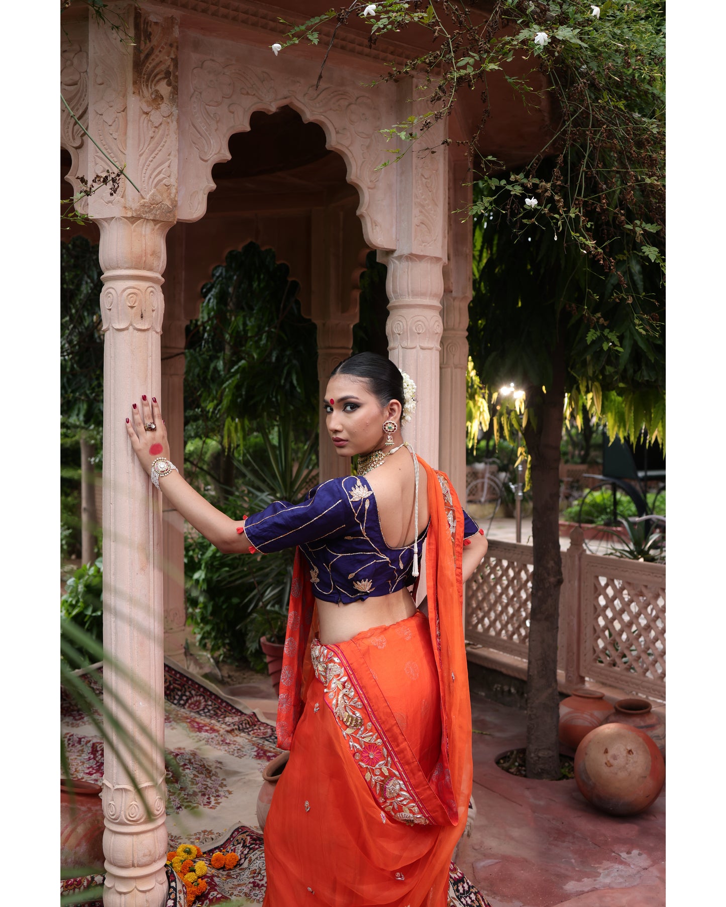 Orange Organza Saree