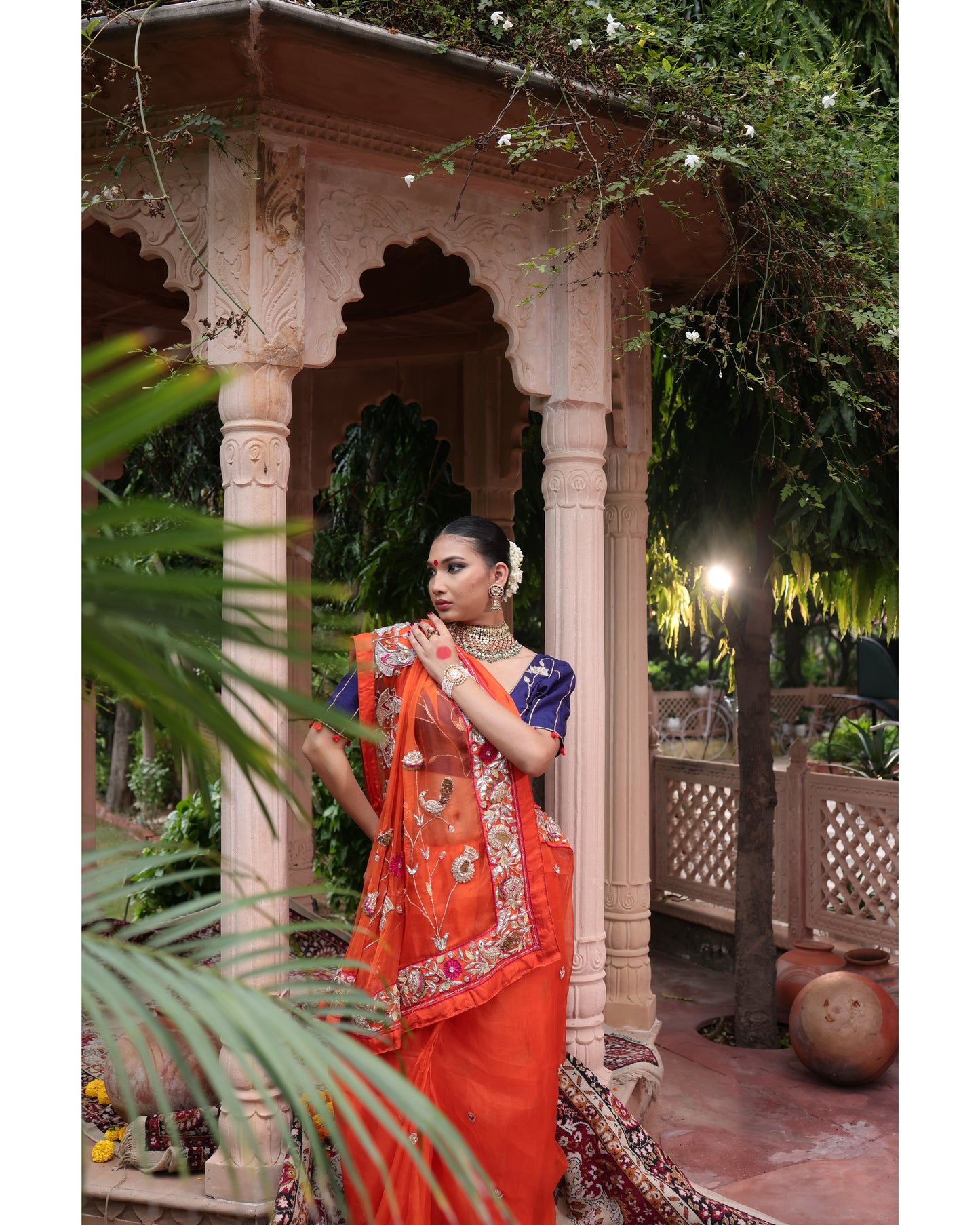 Orange Organza Saree