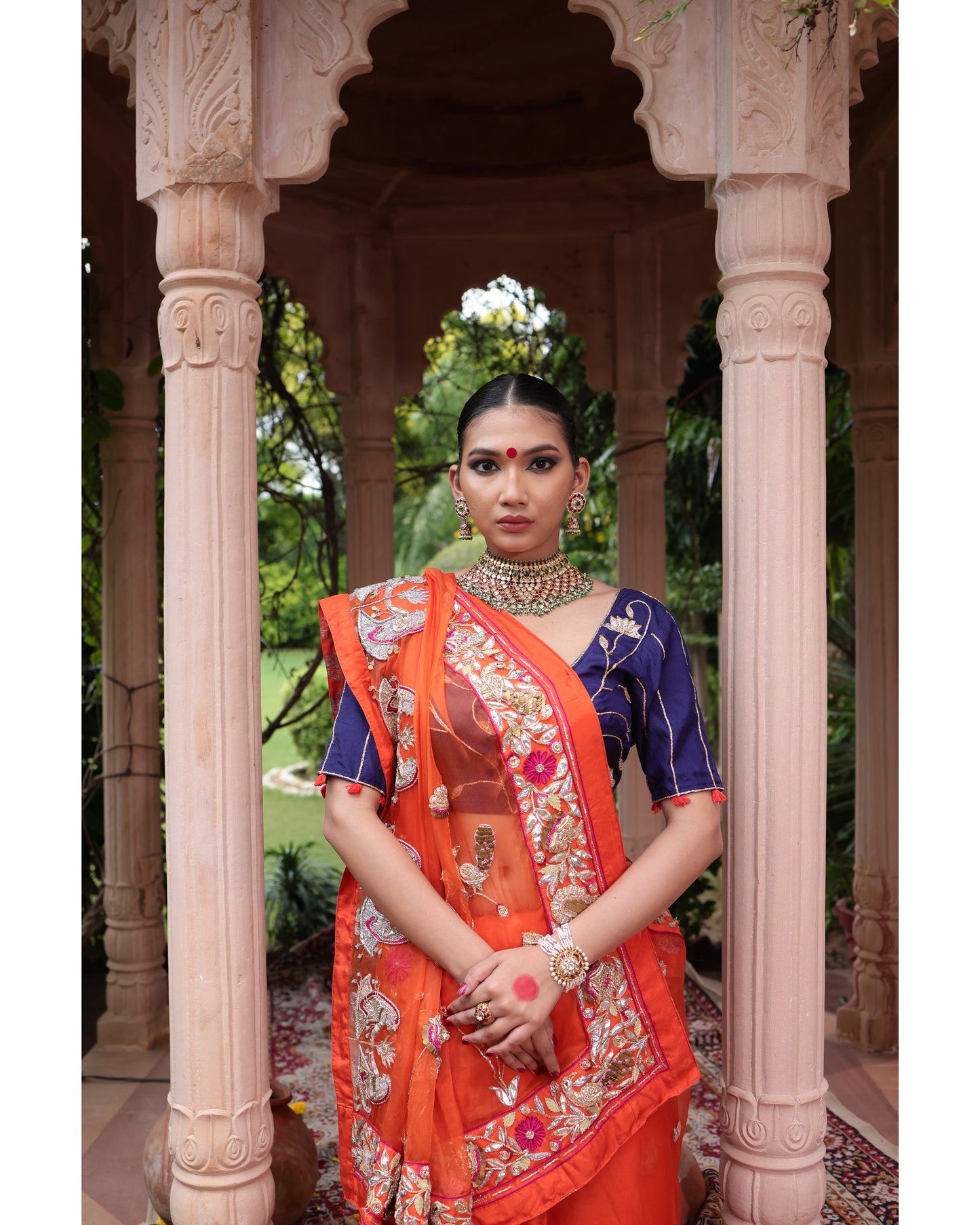 Orange Organza Saree