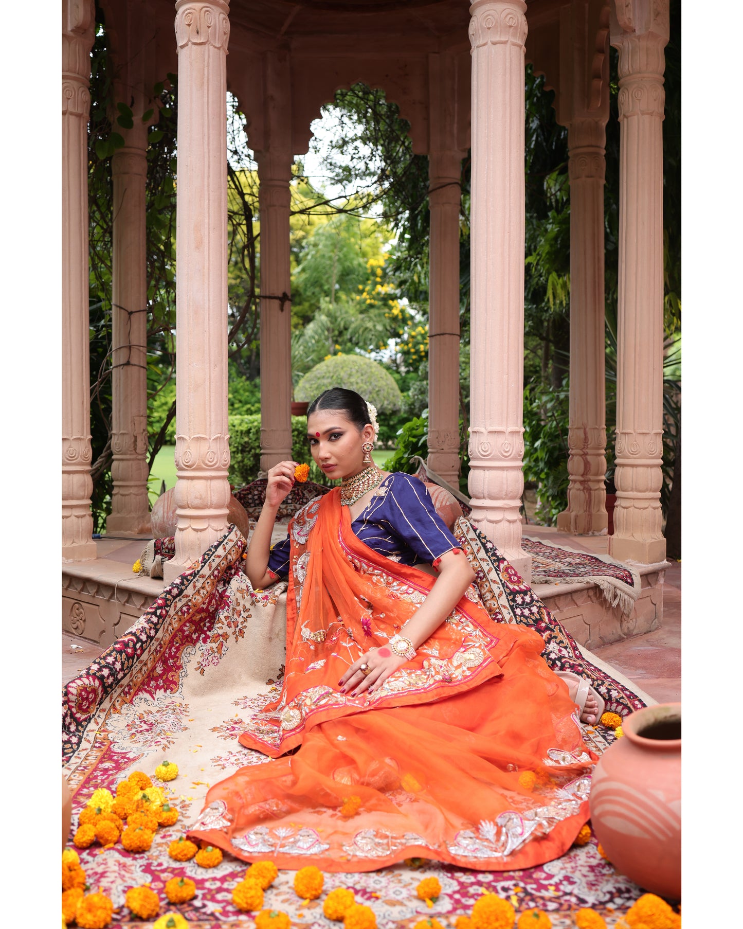 Orange Organza Saree