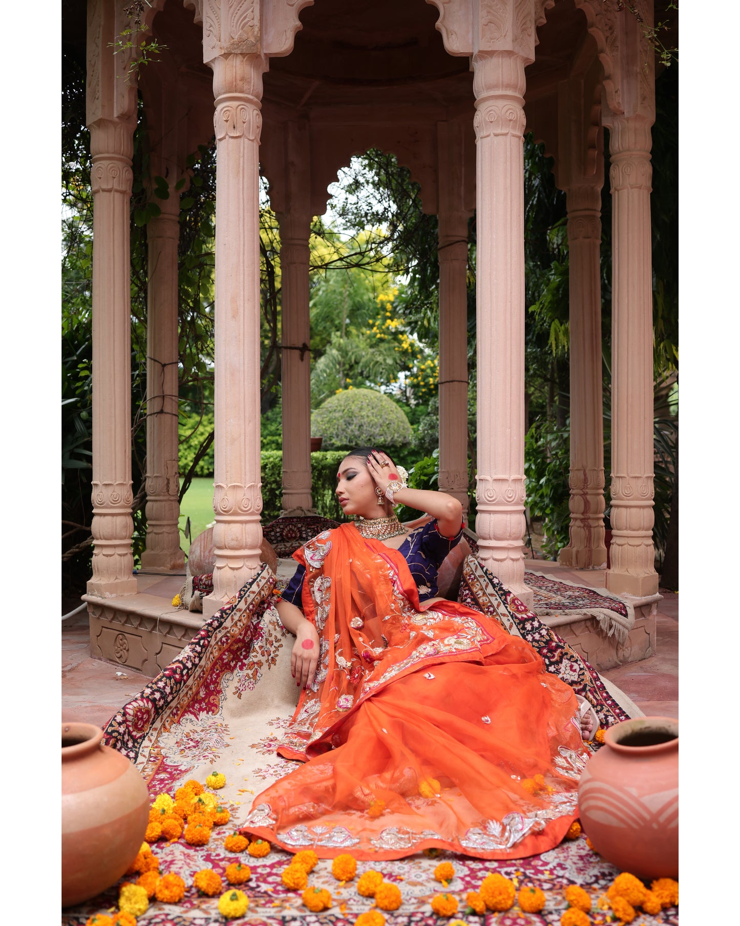 Orange Organza Saree