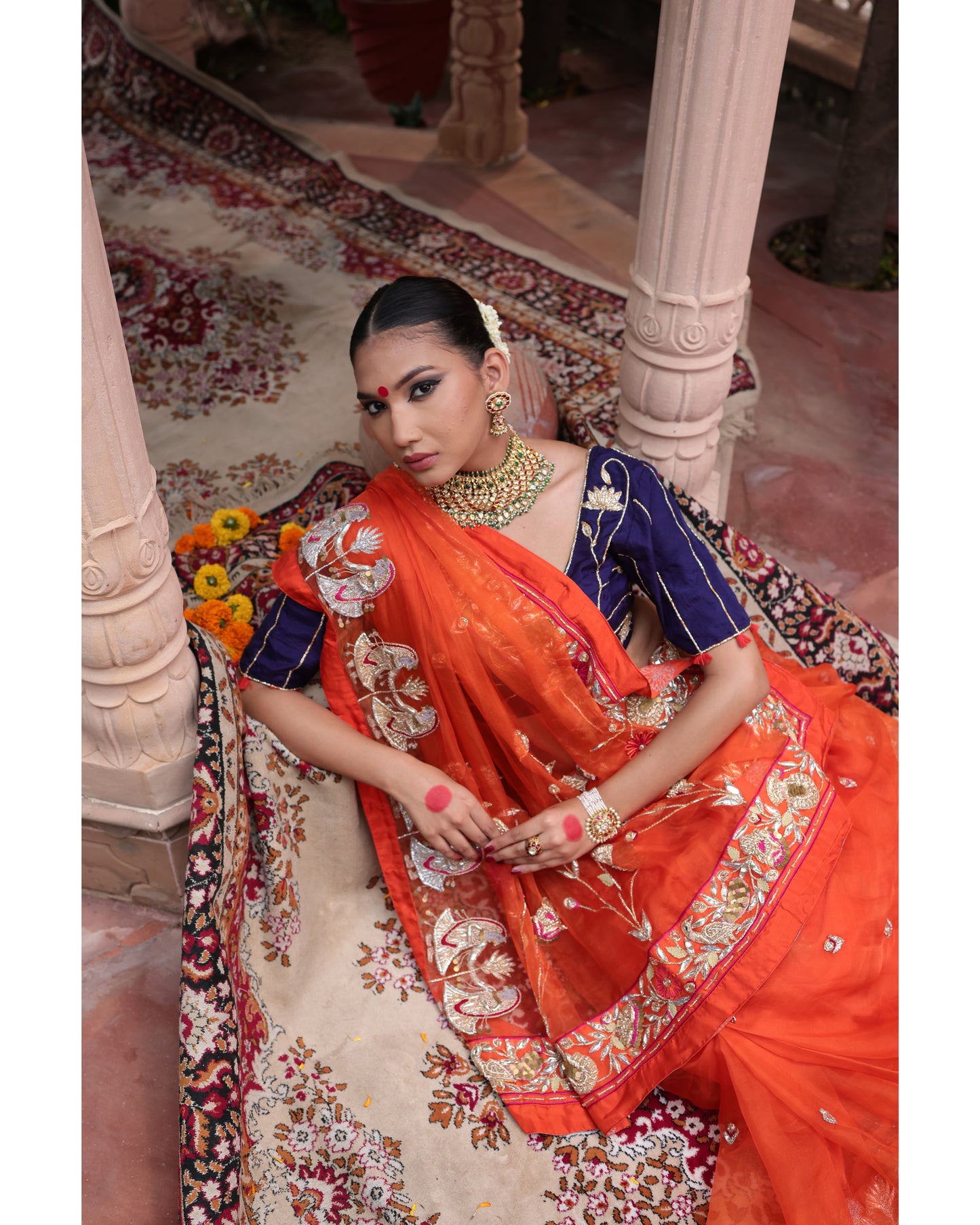 Orange Organza Saree