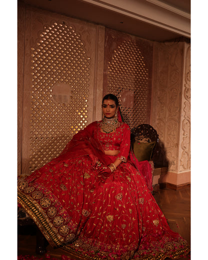 Pure Silk Red Silk Lehenga