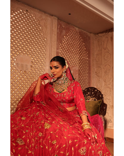 Pure Silk Red Silk Lehenga