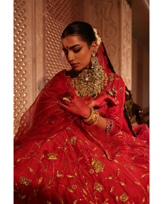 Pure Silk Red Silk Lehenga