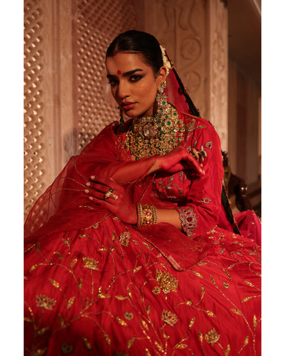 Pure Silk Red Silk Lehenga