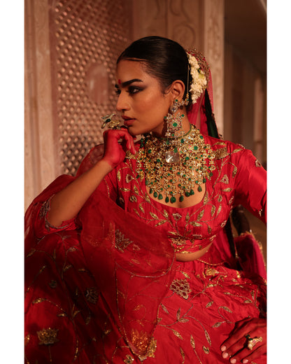 Pure Silk Red Silk Lehenga