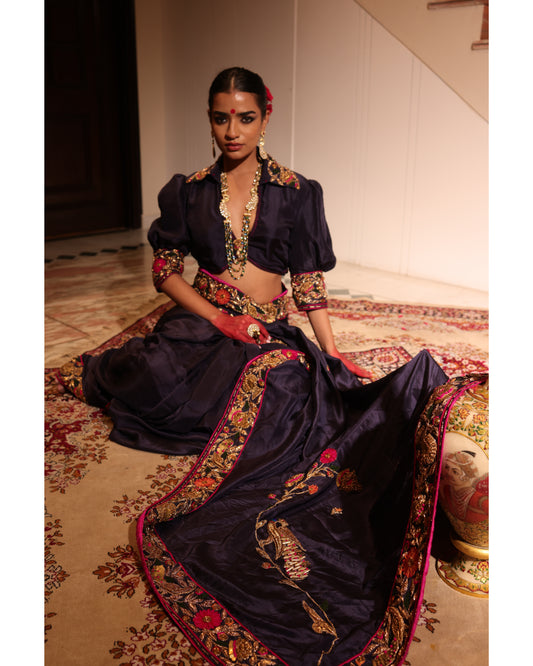 Navy Blue Silk Saree