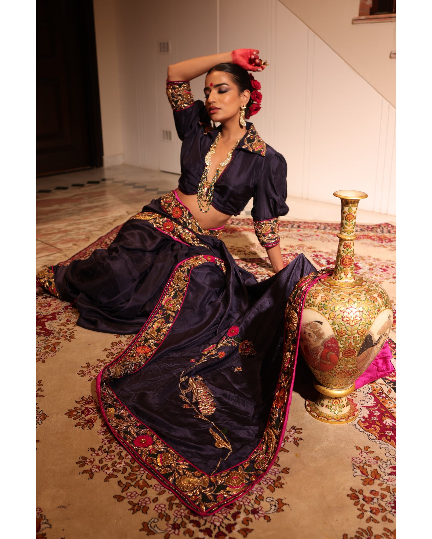 Navy Blue Silk Saree