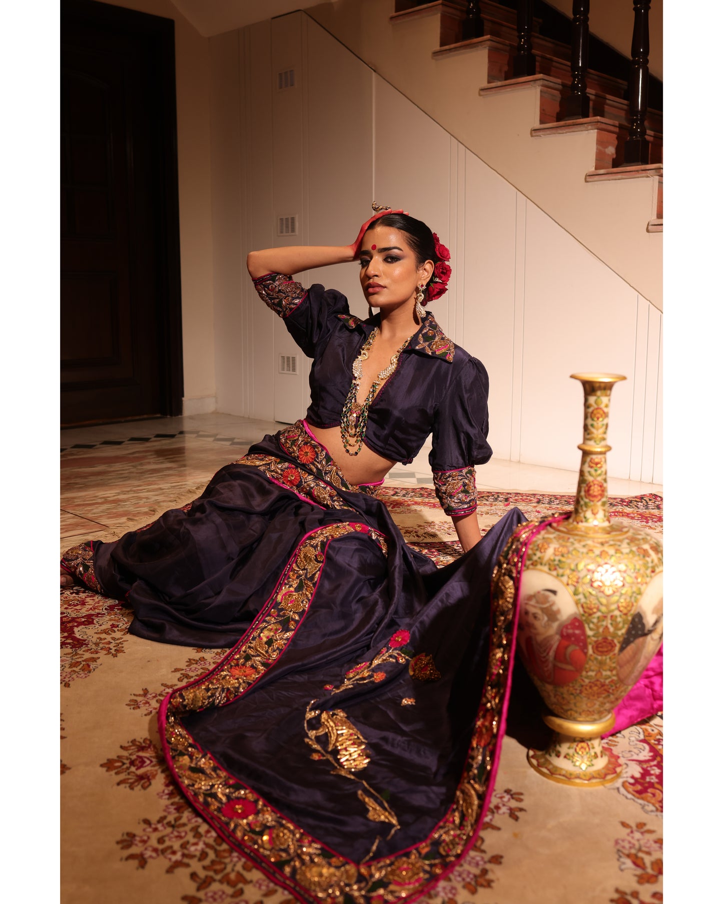 Navy Blue Silk Saree