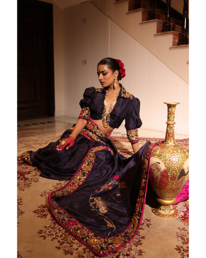 Navy Blue Silk Saree