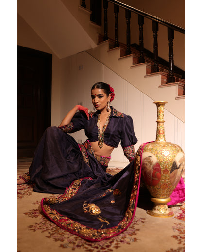 Navy Blue Silk Saree