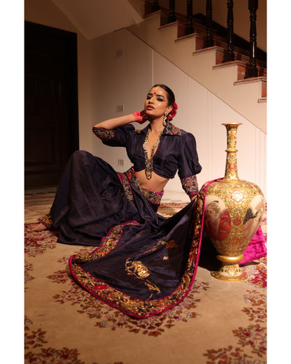 Navy Blue Silk Saree
