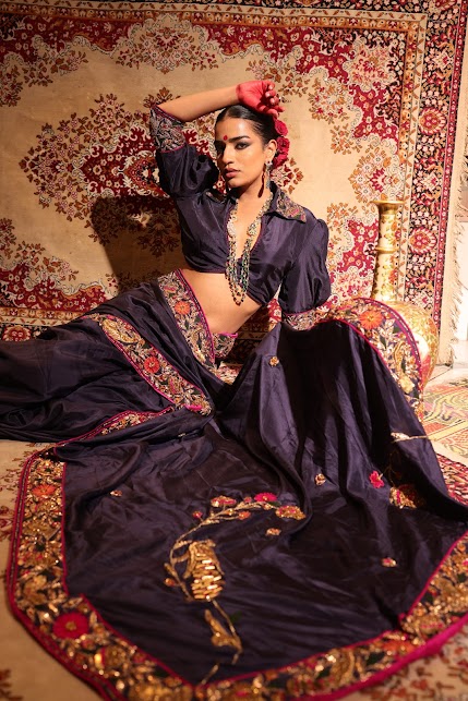 Navy Blue Silk Saree