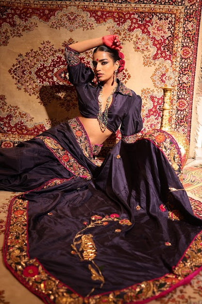 Navy Blue Silk Saree