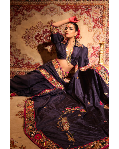 Navy Blue Silk Saree