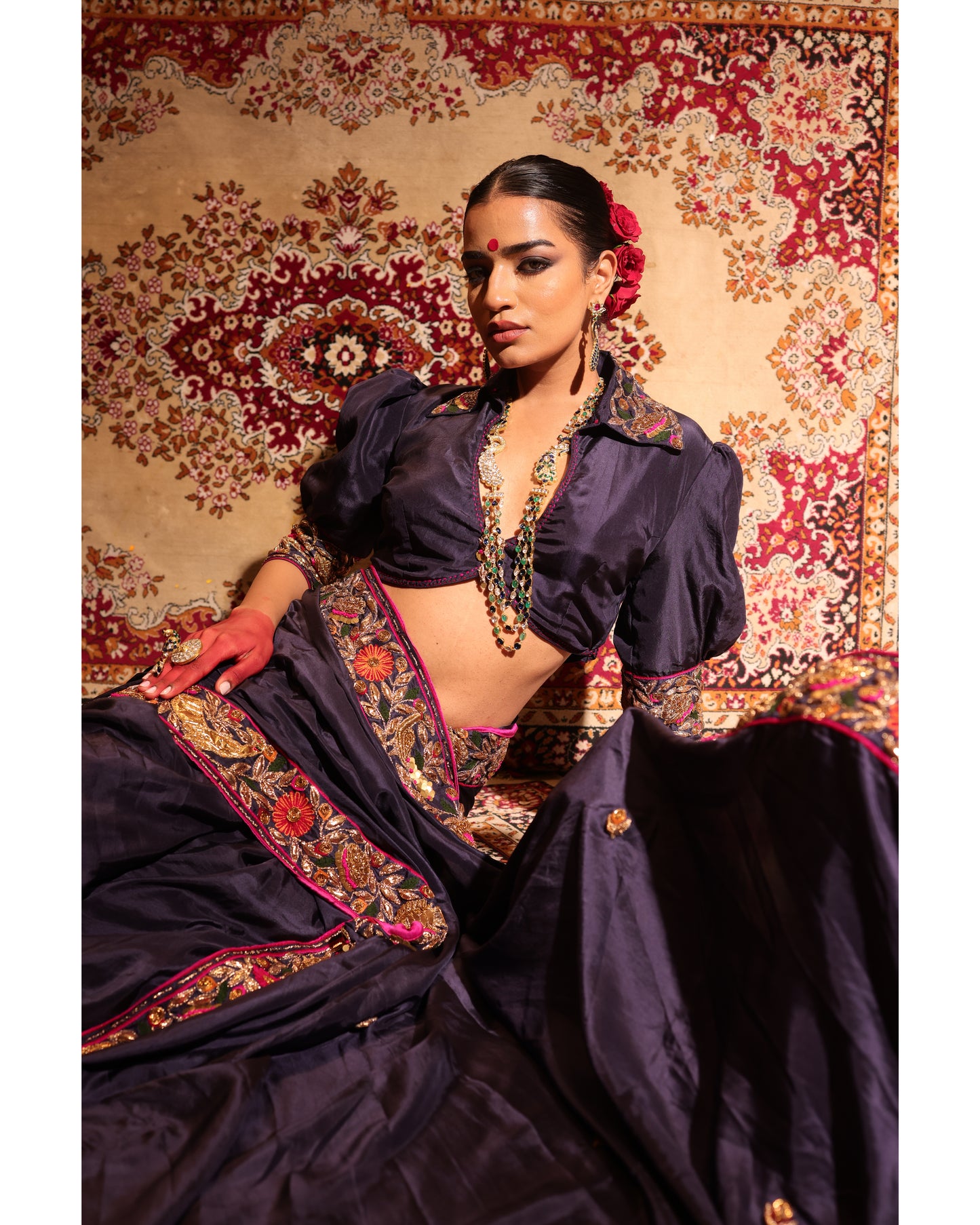 Navy Blue Silk Saree