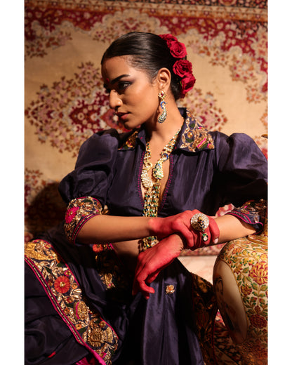 Navy Blue Silk Saree