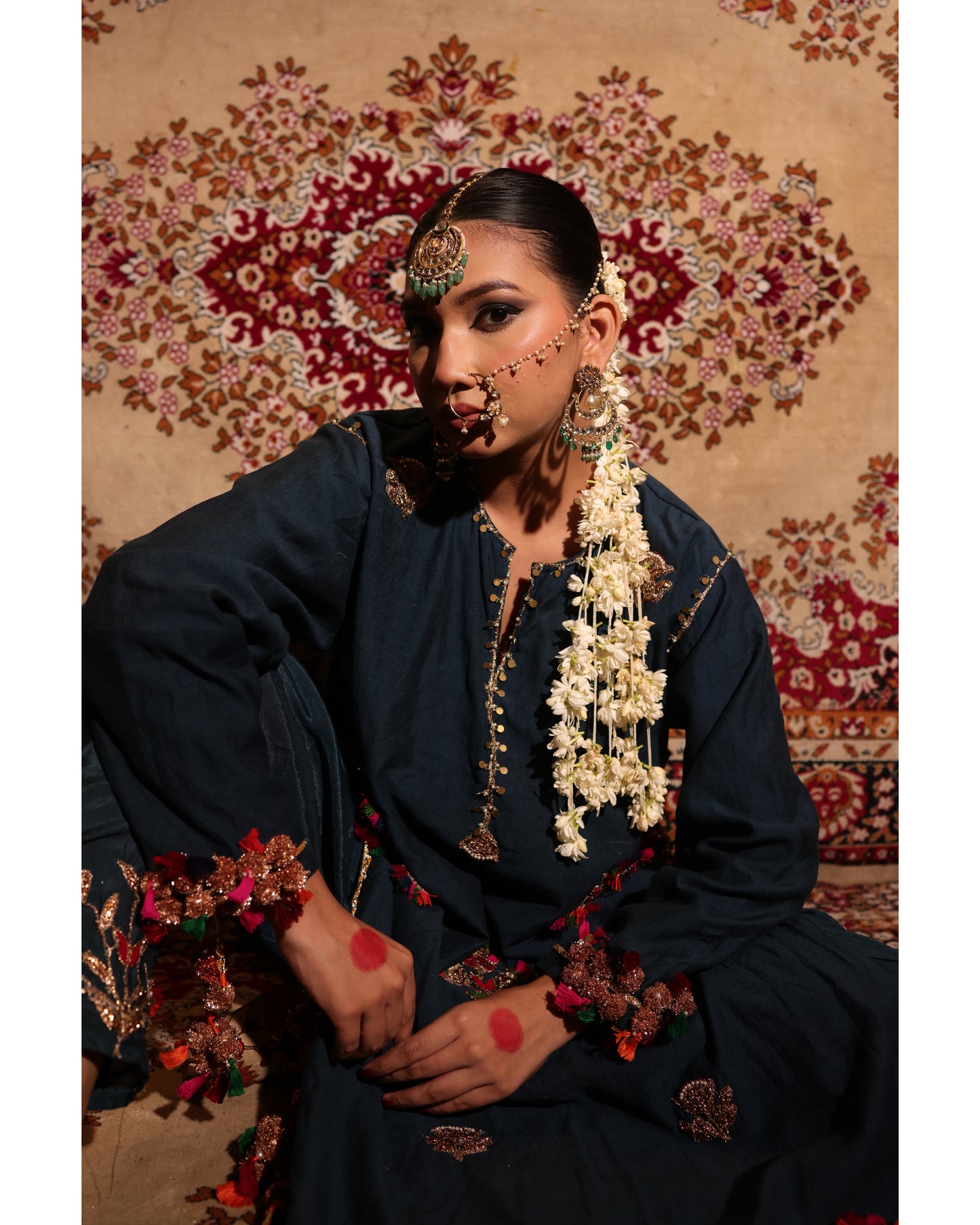 Indigo Blue Matka Silk Kurta