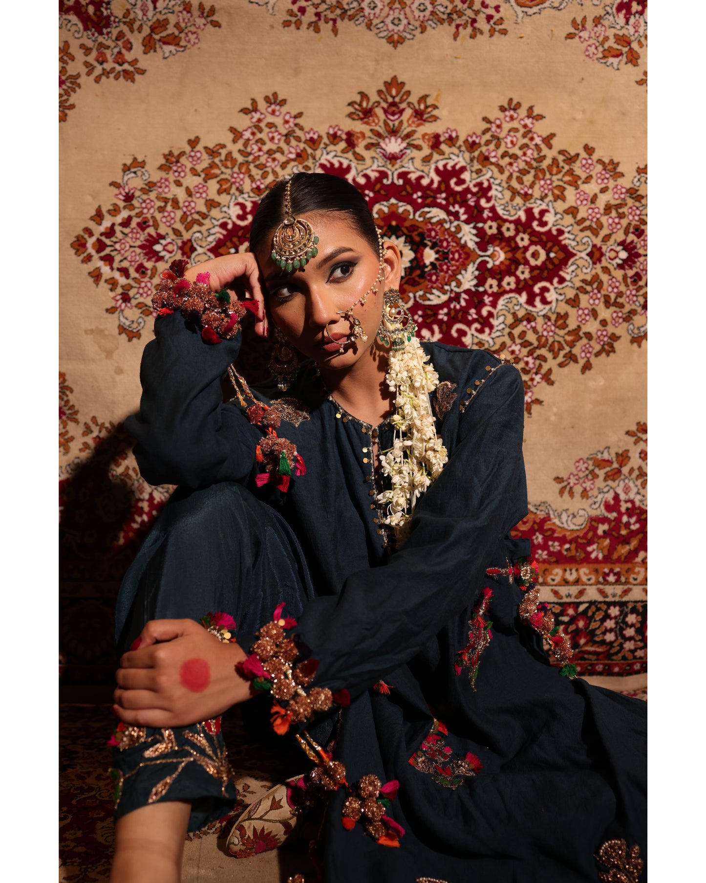 Indigo Blue Matka Silk Kurta