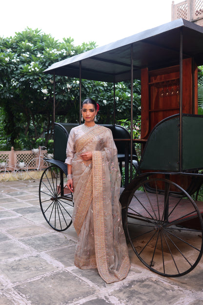 Grey Organza Saree