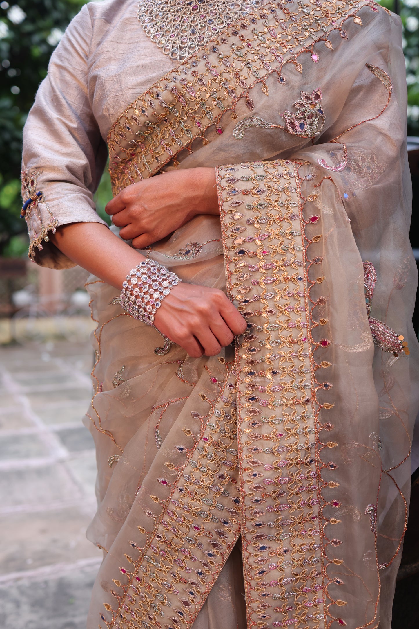 Grey Organza Saree