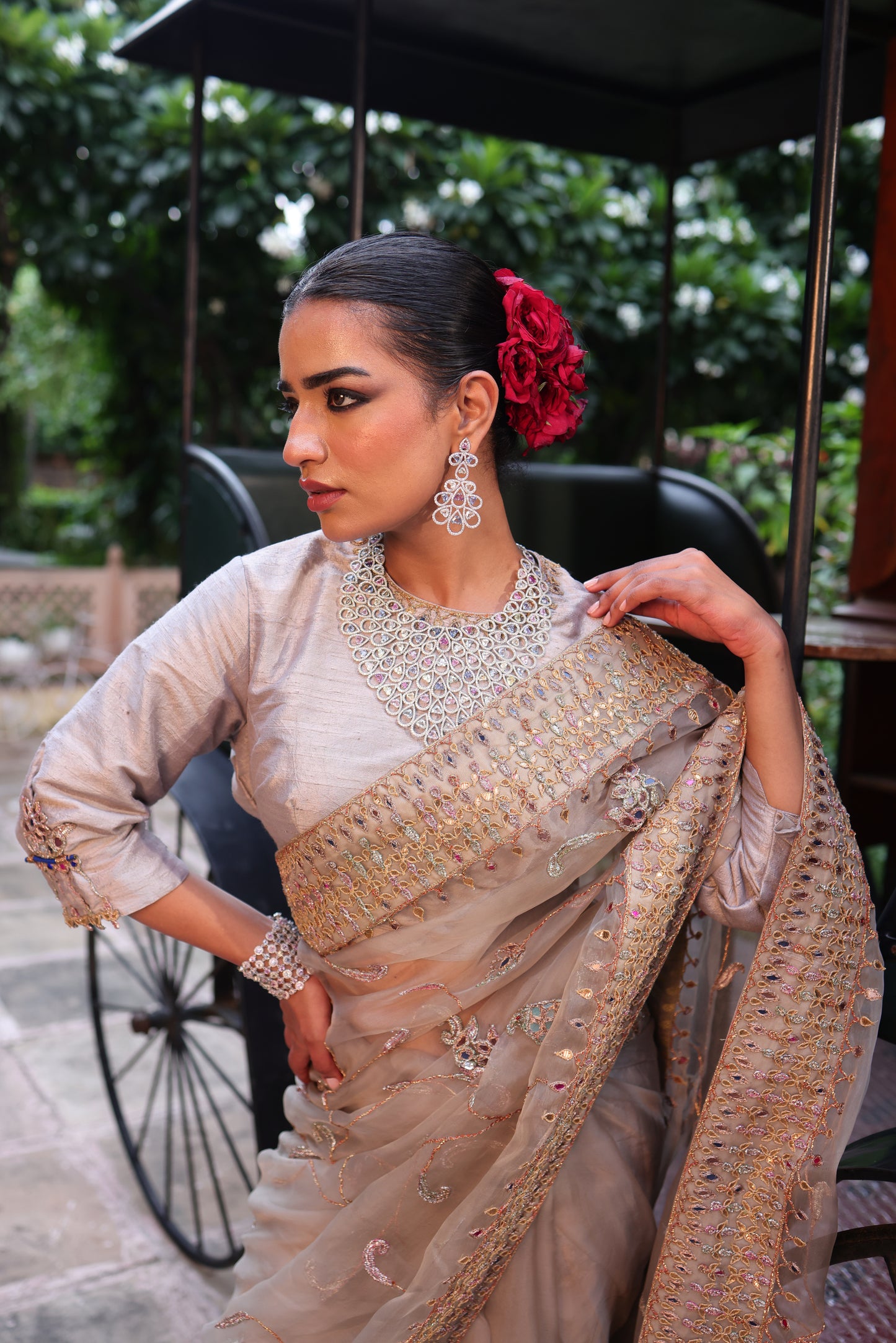 Grey Organza Saree