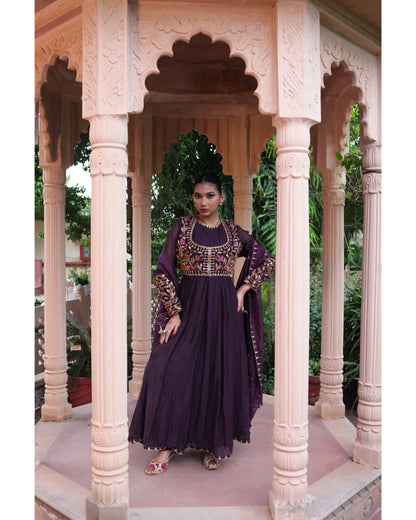 Wine Red Anarkali Suit