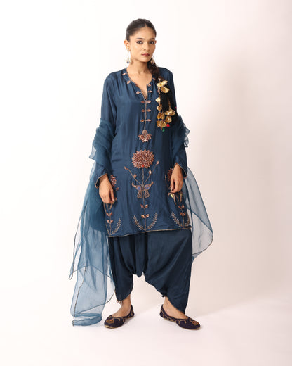 Indigo Blue Chanderi Suit