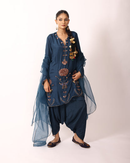 Indigo Blue Chanderi Suit