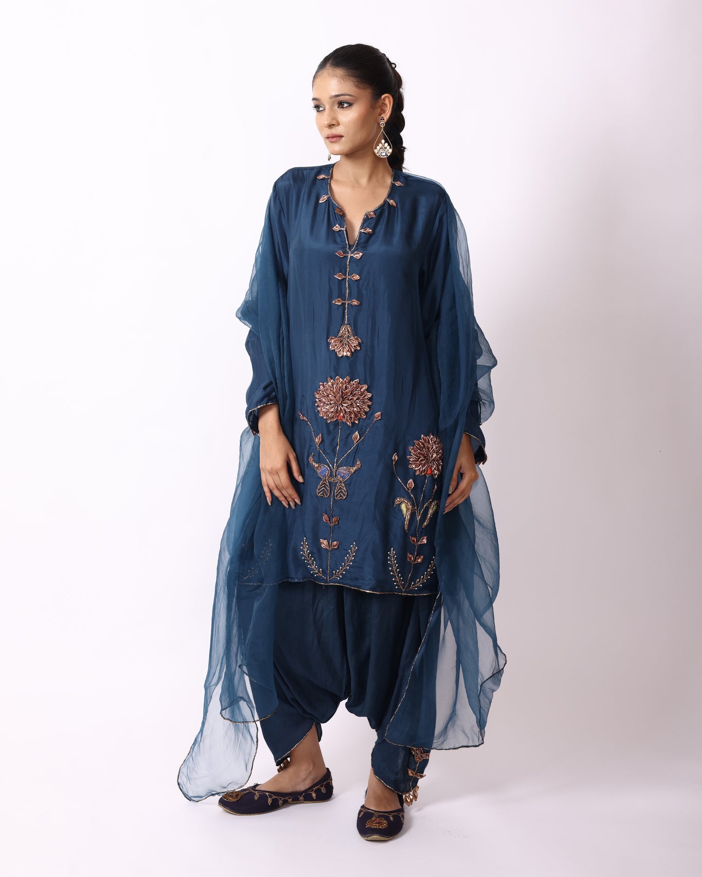 Indigo Blue Chanderi Suit