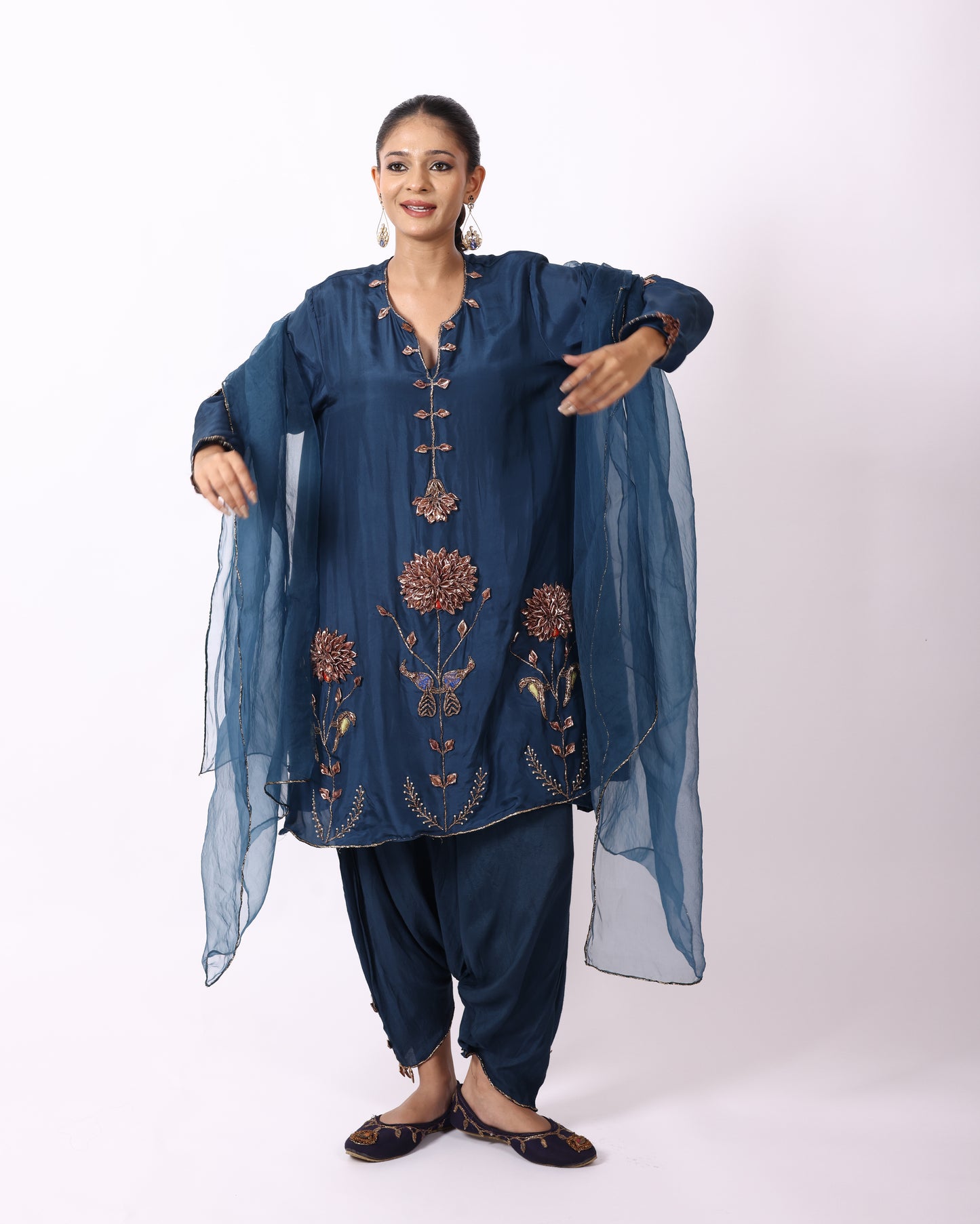 Indigo Blue Chanderi Suit