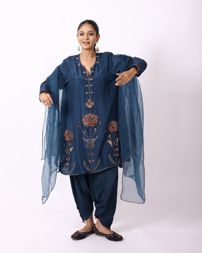Indigo Blue Chanderi Suit